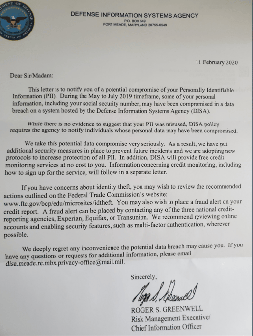 DISA-data-breach-letter