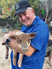 Kevin Dreyer holding pig