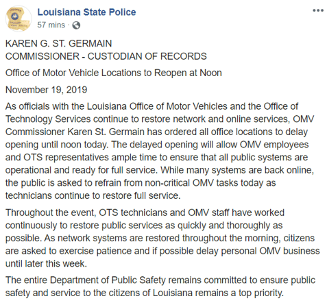 Louisiana Ransomware Attack Governor Announced It on Twitter