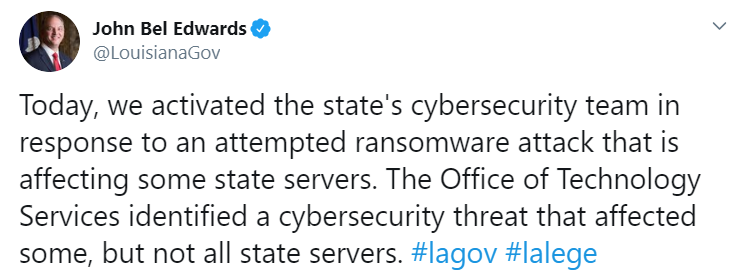 louisiana-governor-ransomware-tweet